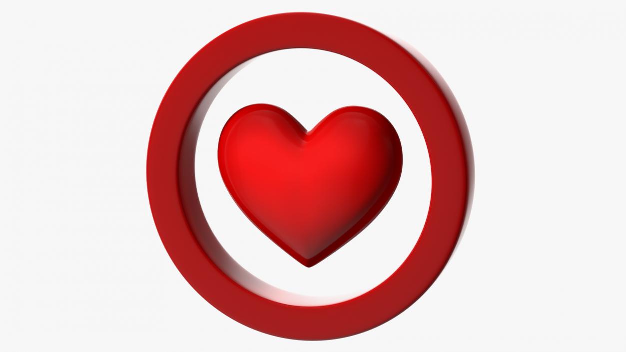 Red Heart in Circle 3D model