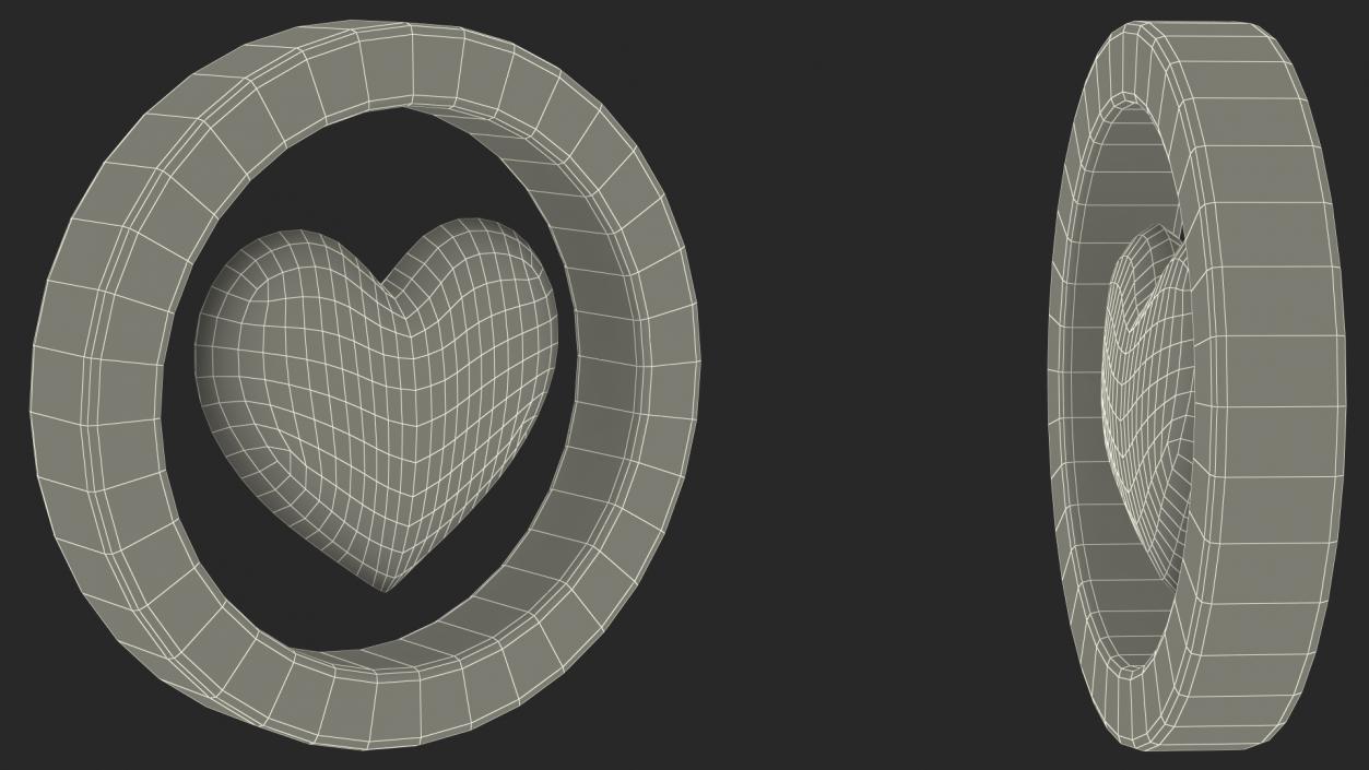 Red Heart in Circle 3D model