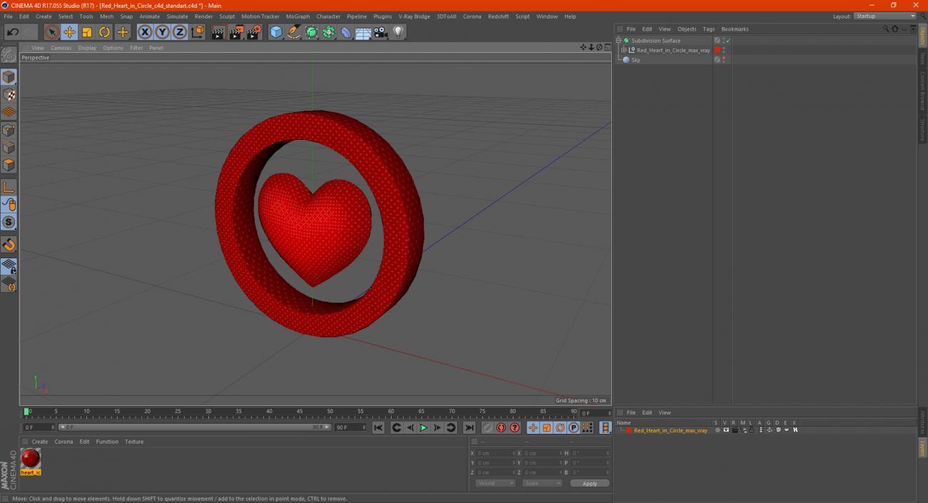 Red Heart in Circle 3D model