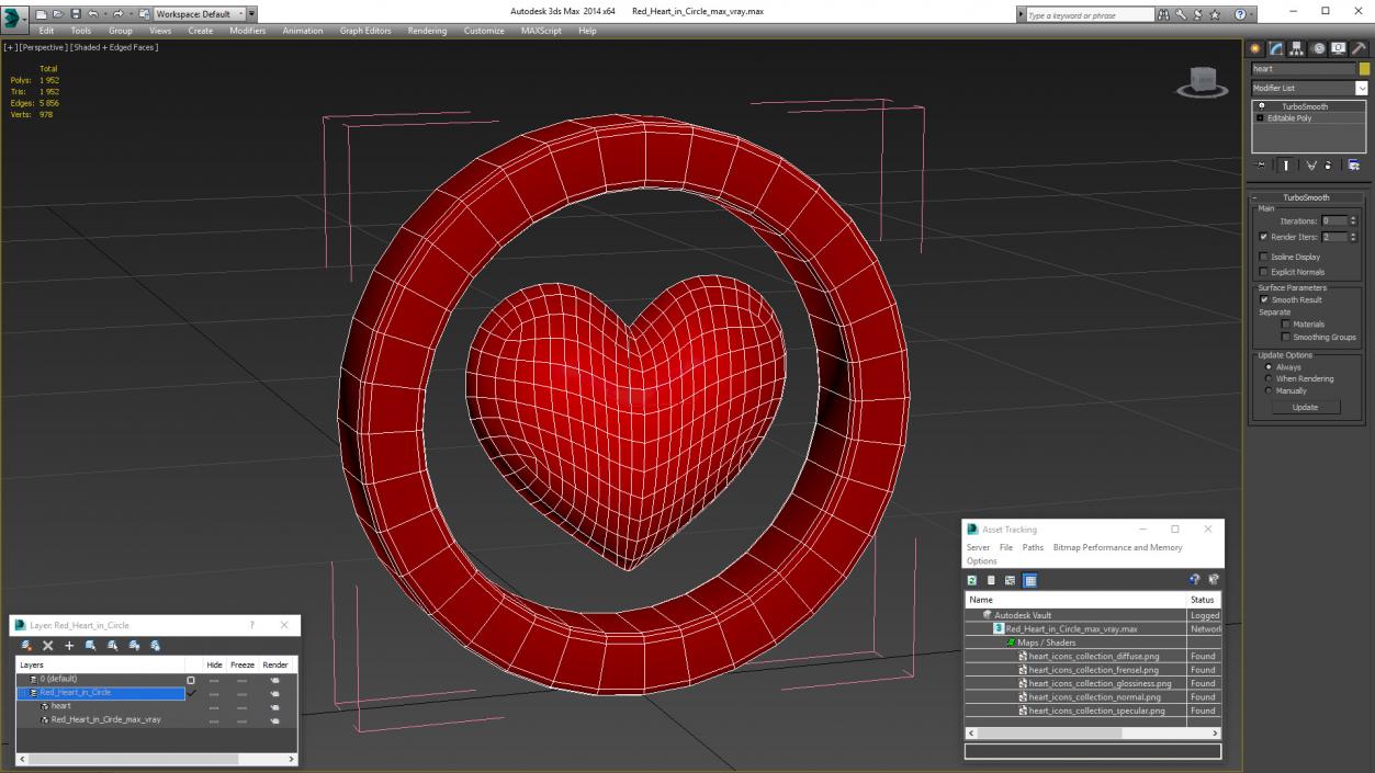 Red Heart in Circle 3D model