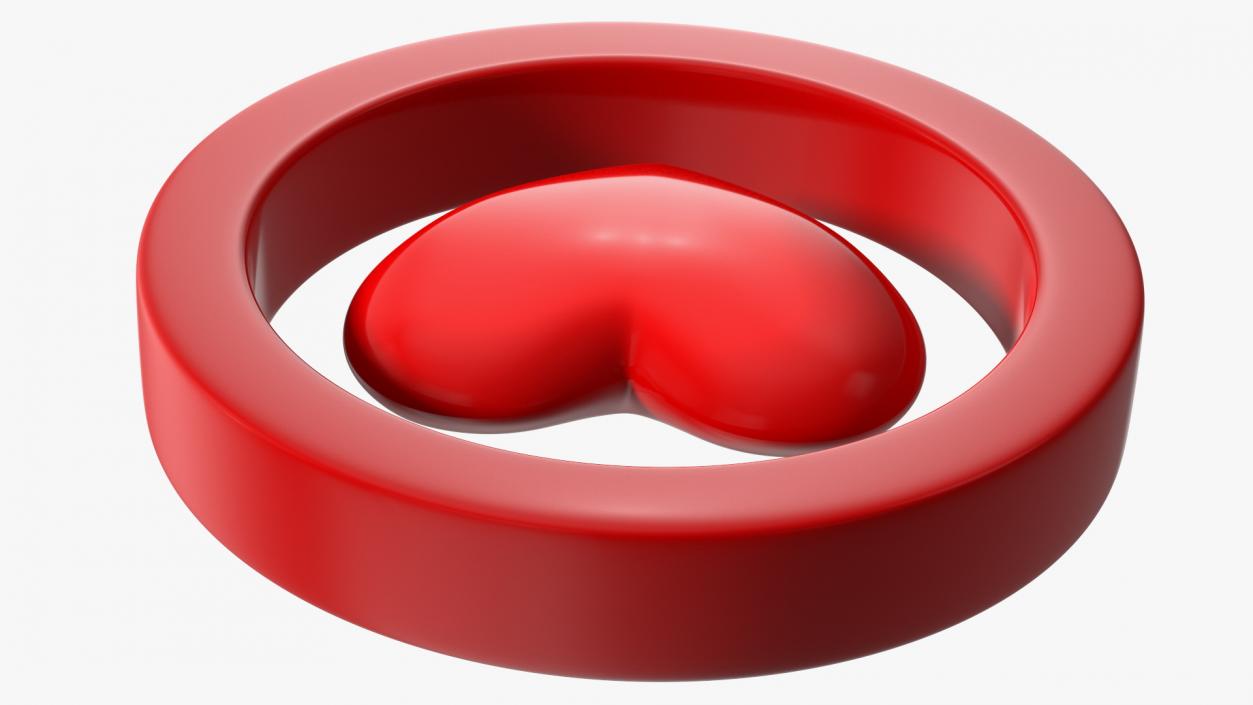 Red Heart in Circle 3D model