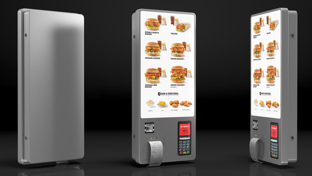 3D Restaurant Self Ordering Kiosk Wall Mounted model