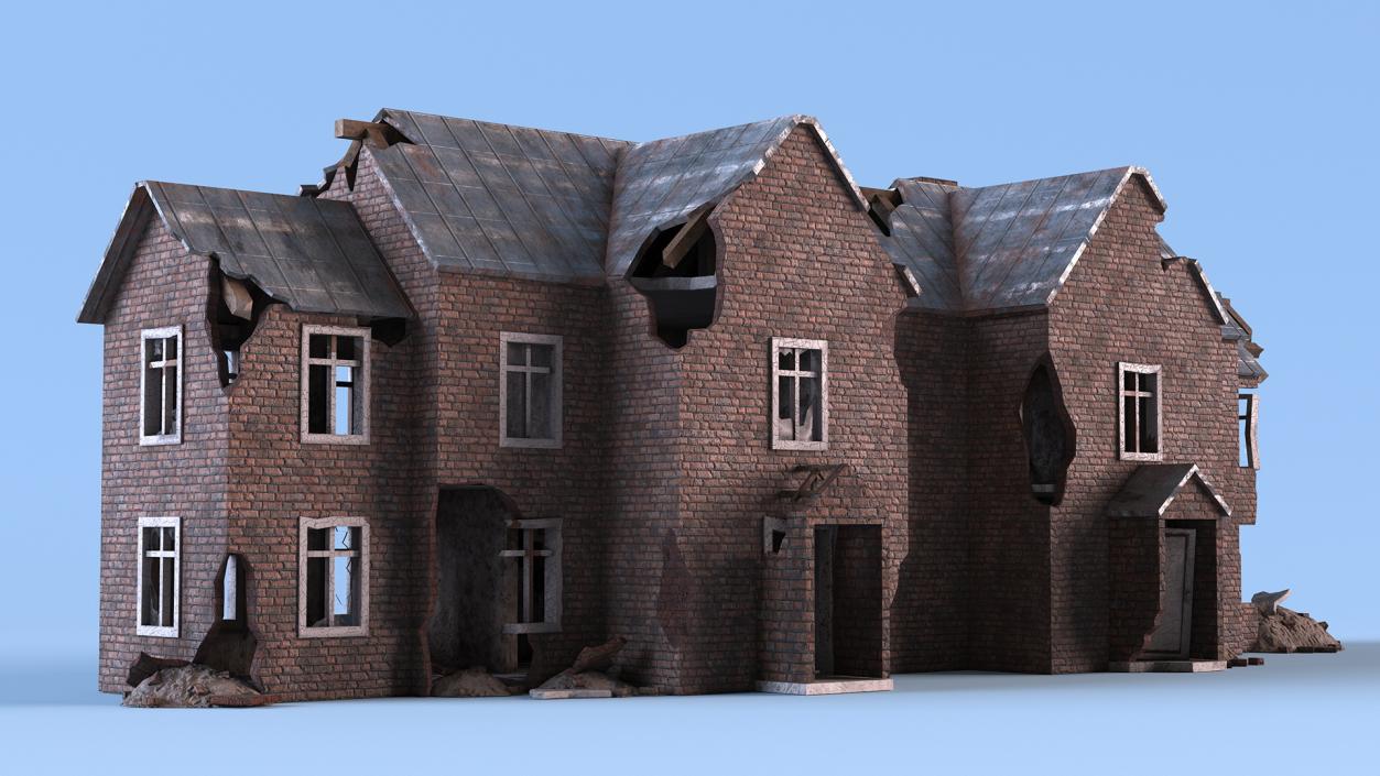 3D Destroyed Building Family House