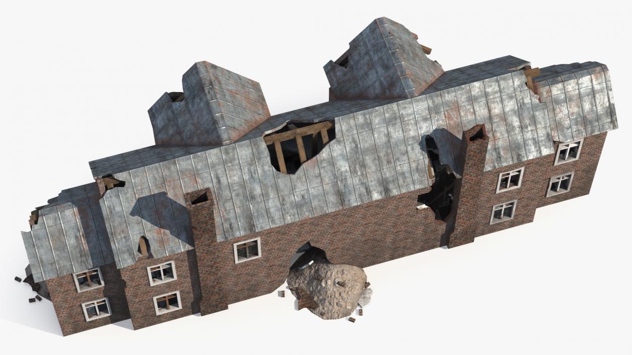 3D Destroyed Building Family House