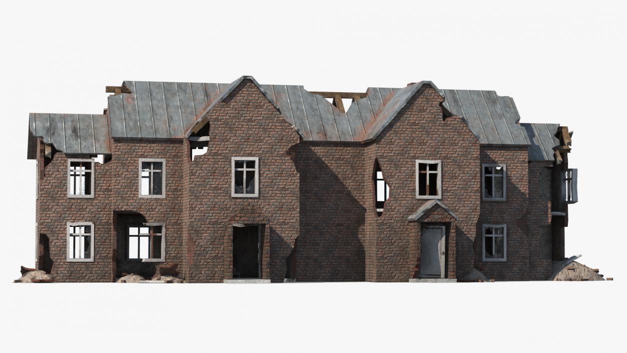 3D Destroyed Building Family House