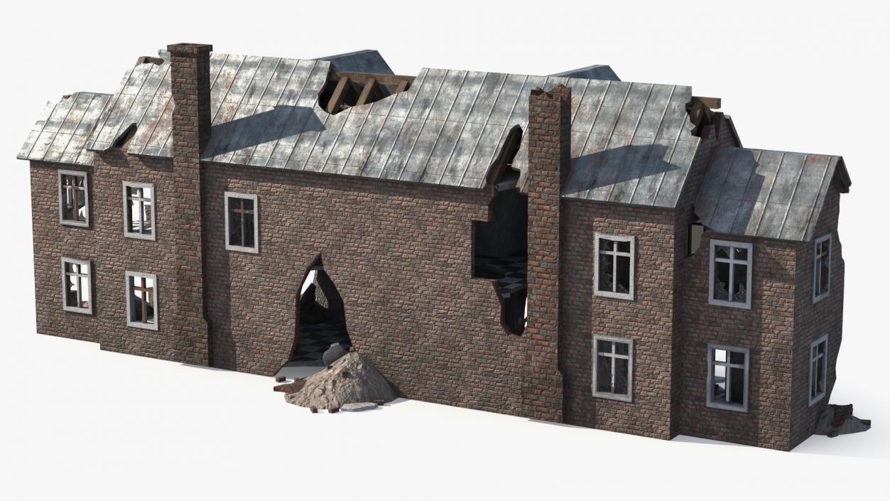 3D Destroyed Building Family House