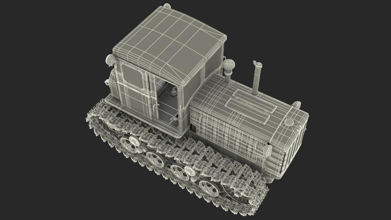 3D Old Soviet Crawler Tractor DT54 Rigged model