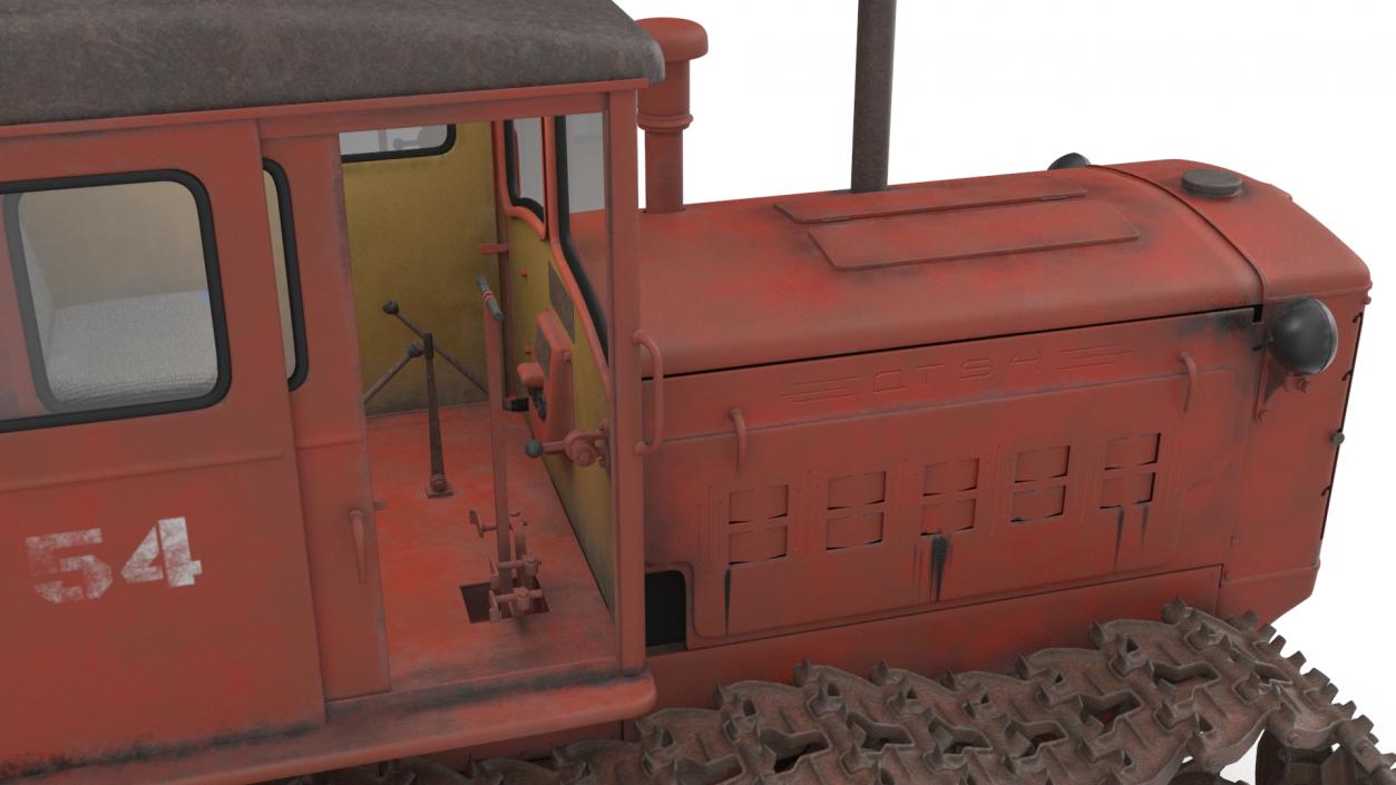 3D Old Soviet Crawler Tractor DT54 Rigged model