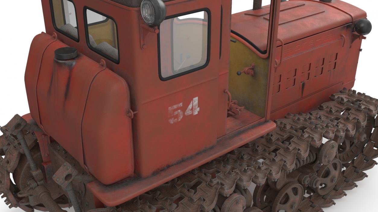 3D Old Soviet Crawler Tractor DT54 Rigged model