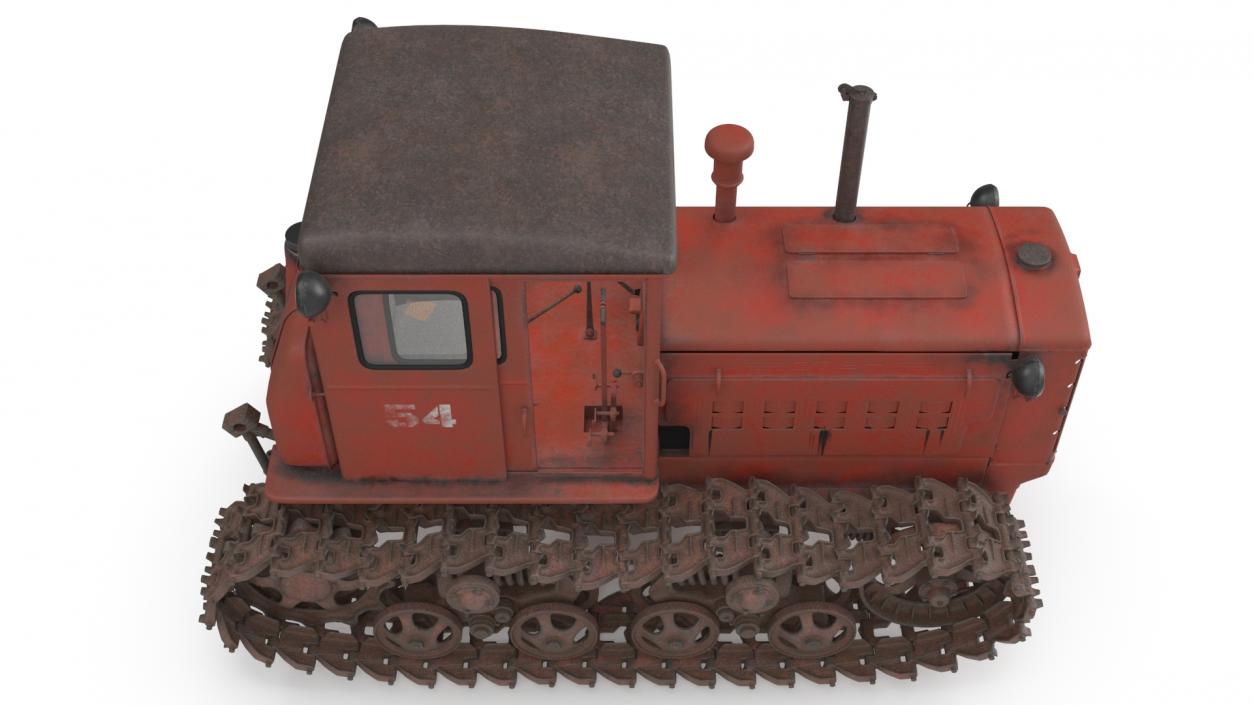 3D Old Soviet Crawler Tractor DT54 Rigged model