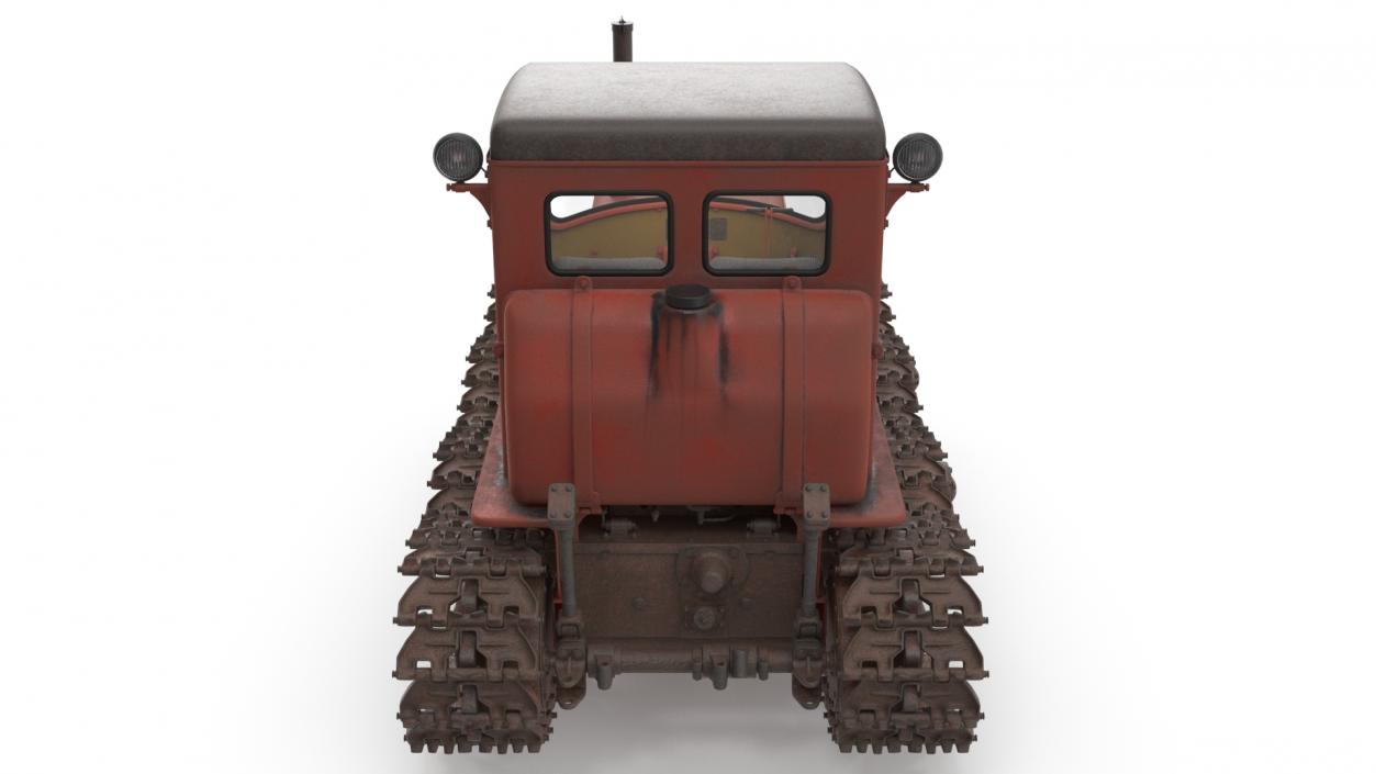 3D Old Soviet Crawler Tractor DT54 Rigged model