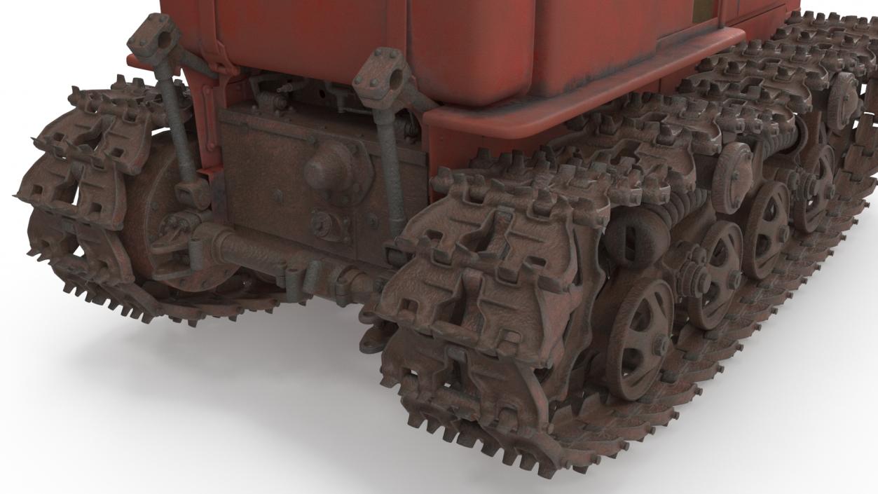 3D Old Soviet Crawler Tractor DT54 Rigged model