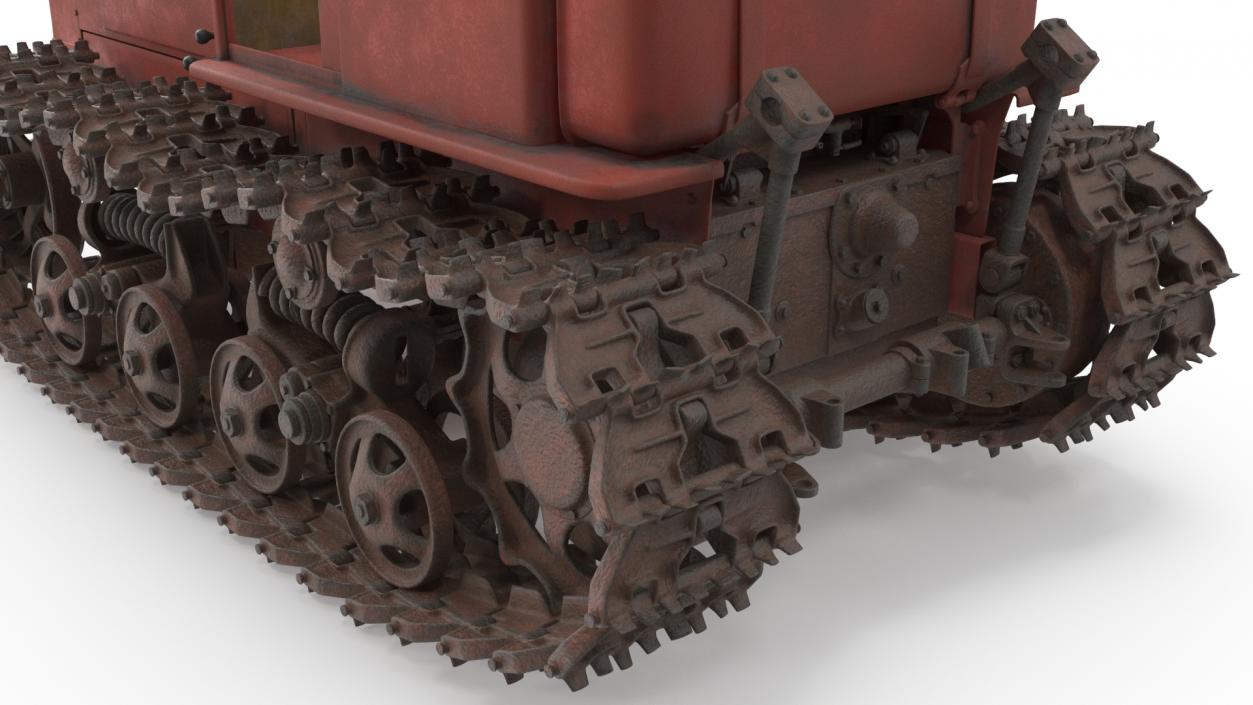 3D Old Soviet Crawler Tractor DT54 Rigged model