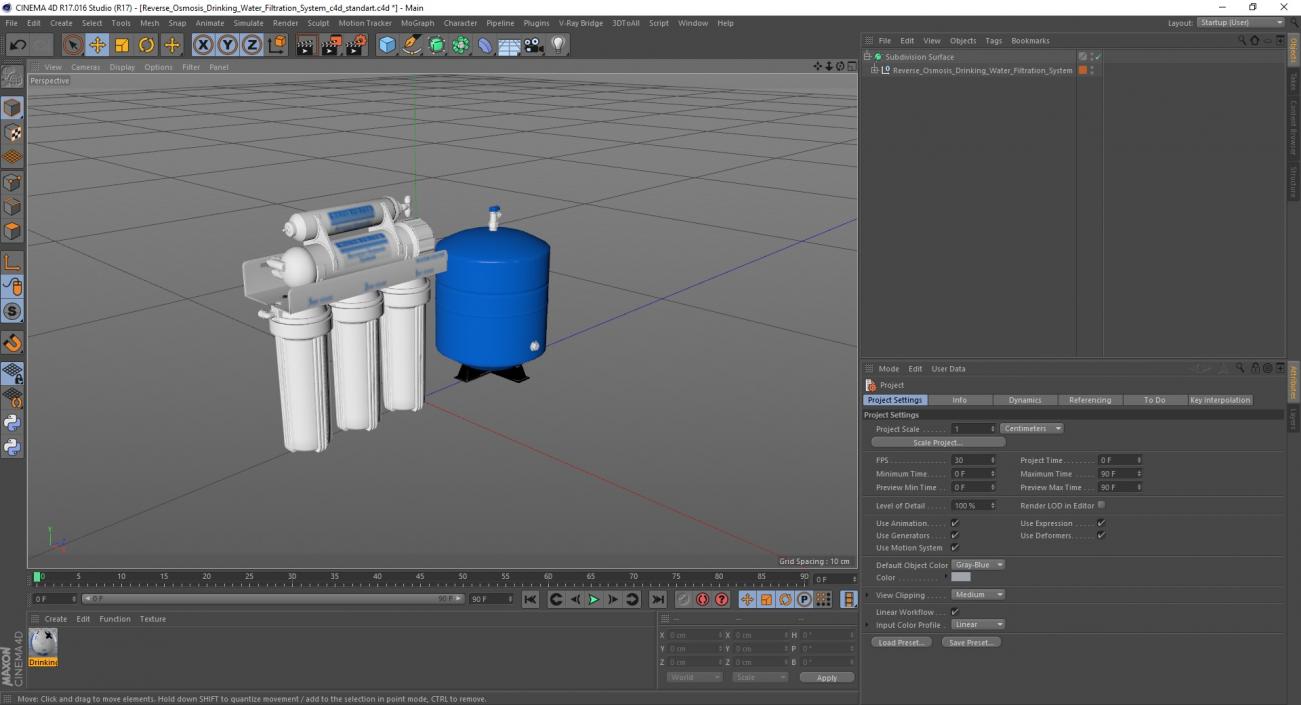 3D Reverse Osmosis Drinking Water Filtration System model