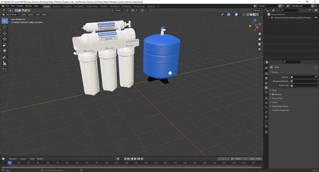 3D Reverse Osmosis Drinking Water Filtration System model