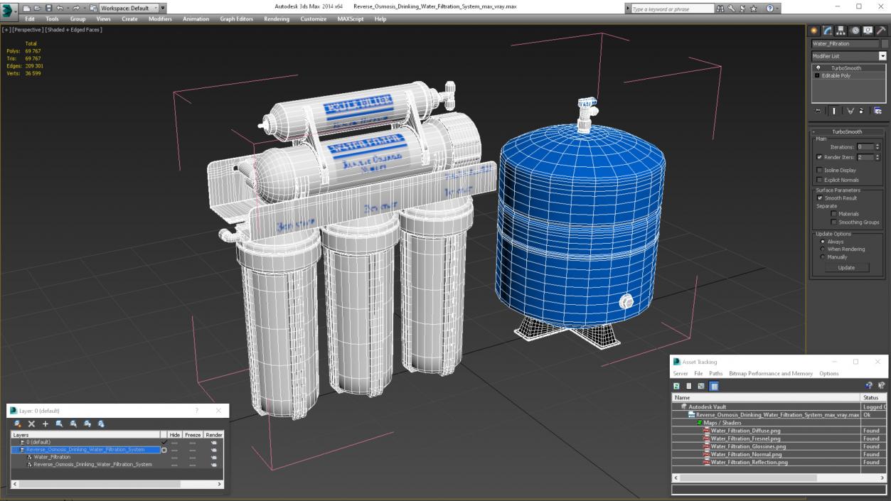 3D Reverse Osmosis Drinking Water Filtration System model