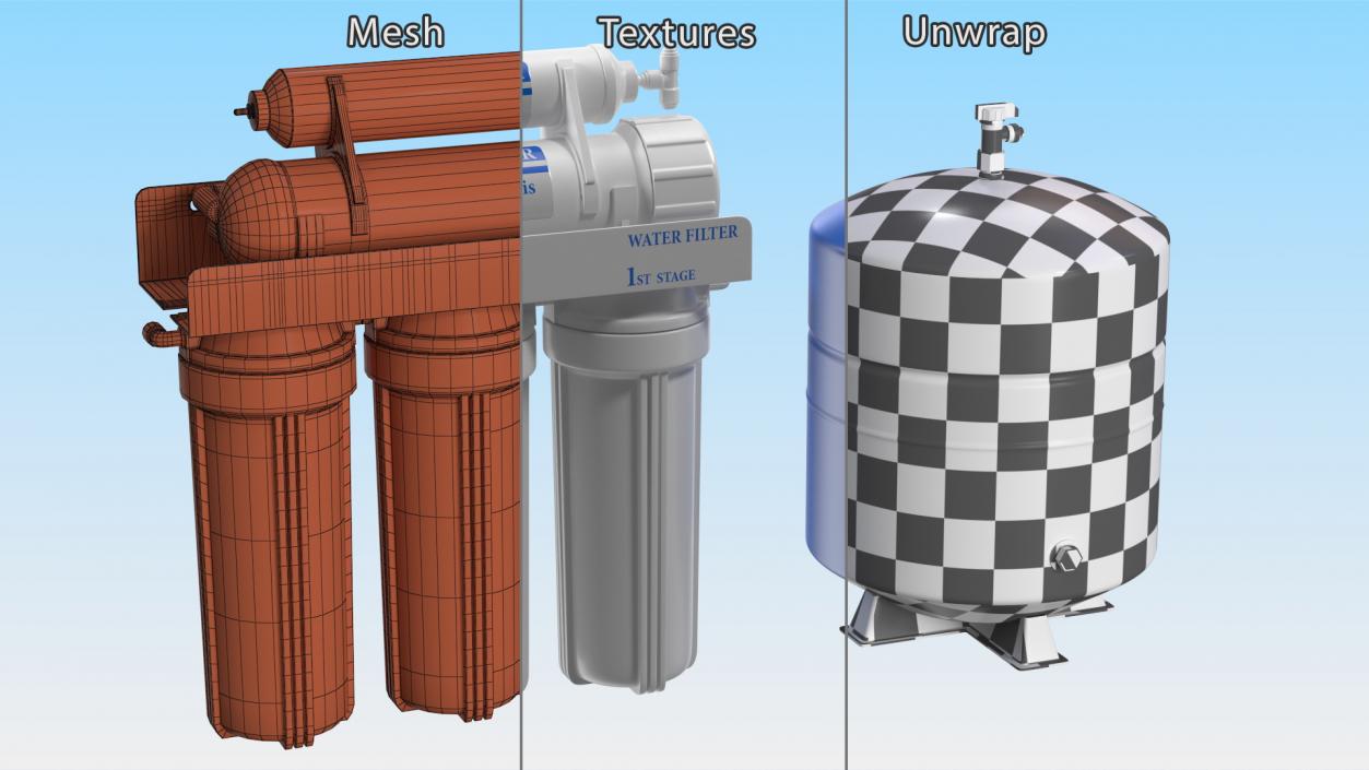 3D Reverse Osmosis Drinking Water Filtration System model