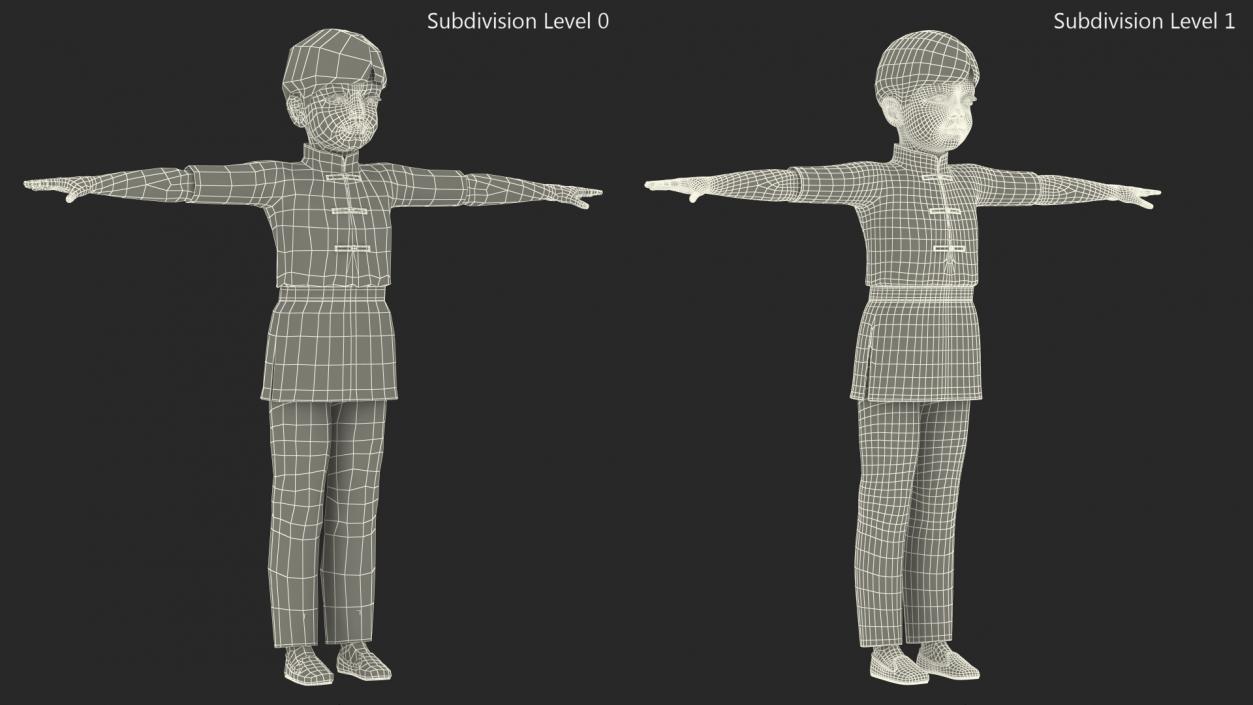 3D model Asian Child Boy Kung Fu Pose T-pose