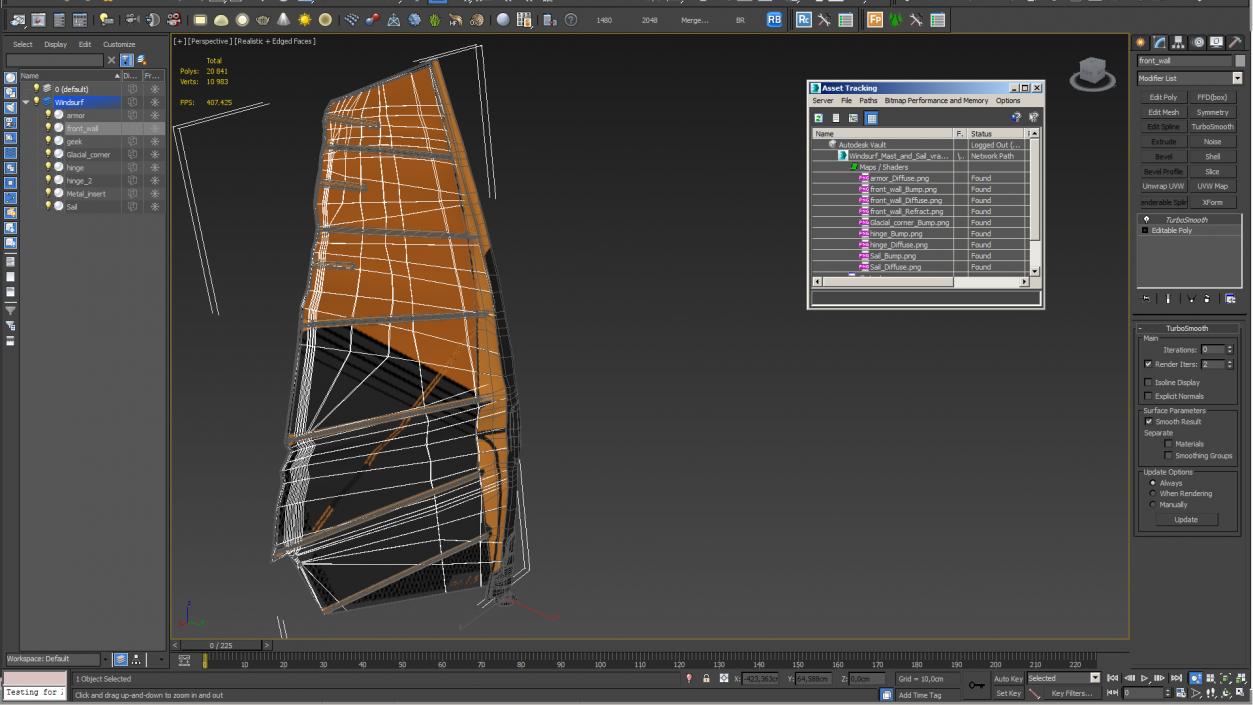 3D Sport Windsurf Mast and Sail model