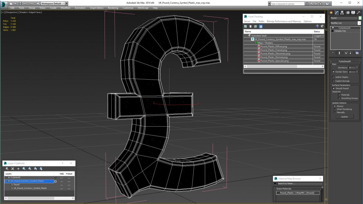 UK Pound Currency Symbol Plastic 3D