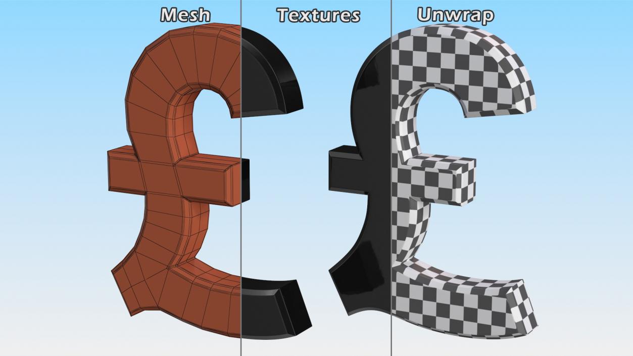 UK Pound Currency Symbol Plastic 3D