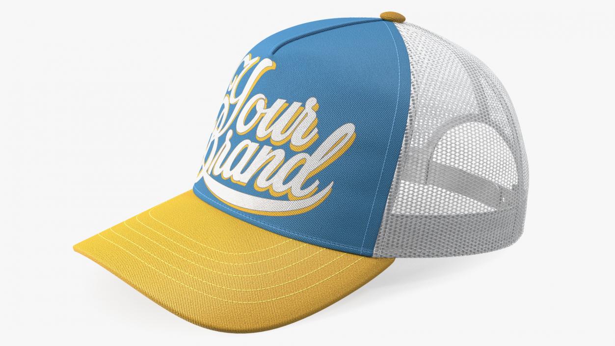 Trucker Cap Your Brand Yellow-Blue 3D model