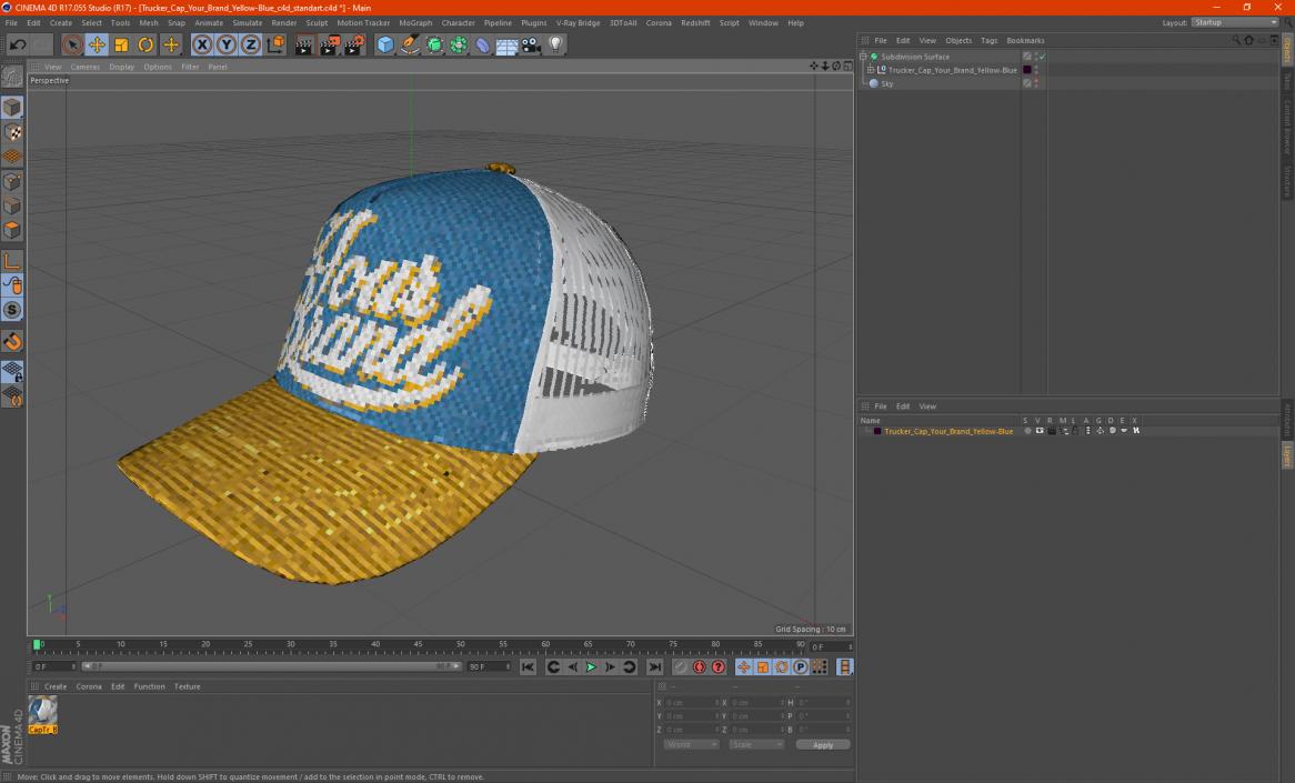 Trucker Cap Your Brand Yellow-Blue 3D model