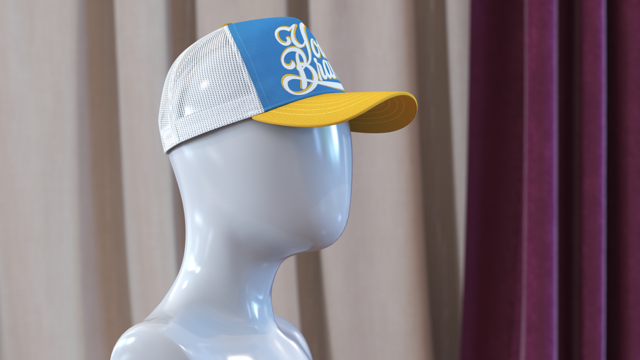 Trucker Cap Your Brand Yellow-Blue 3D model