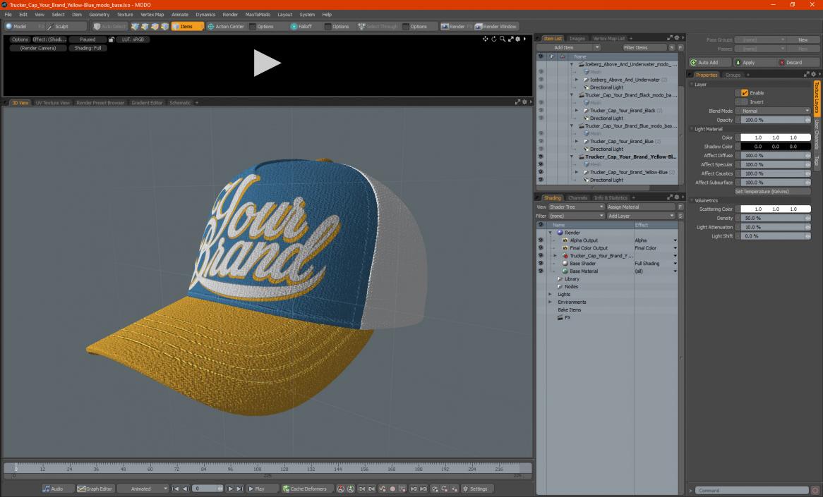 Trucker Cap Your Brand Yellow-Blue 3D model