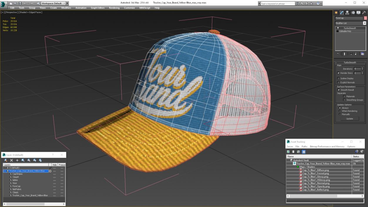 Trucker Cap Your Brand Yellow-Blue 3D model