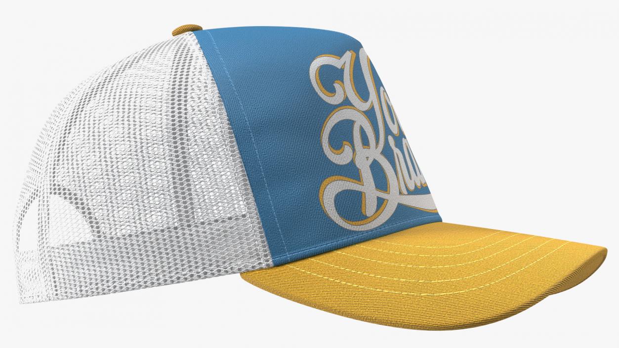 Trucker Cap Your Brand Yellow-Blue 3D model