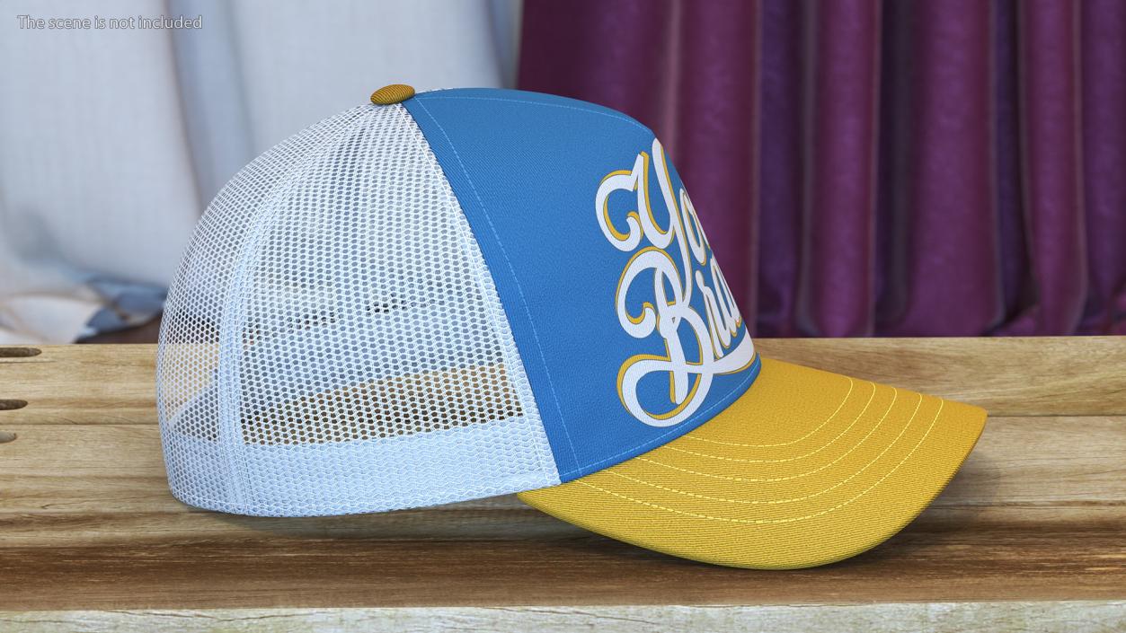 Trucker Cap Your Brand Yellow-Blue 3D model