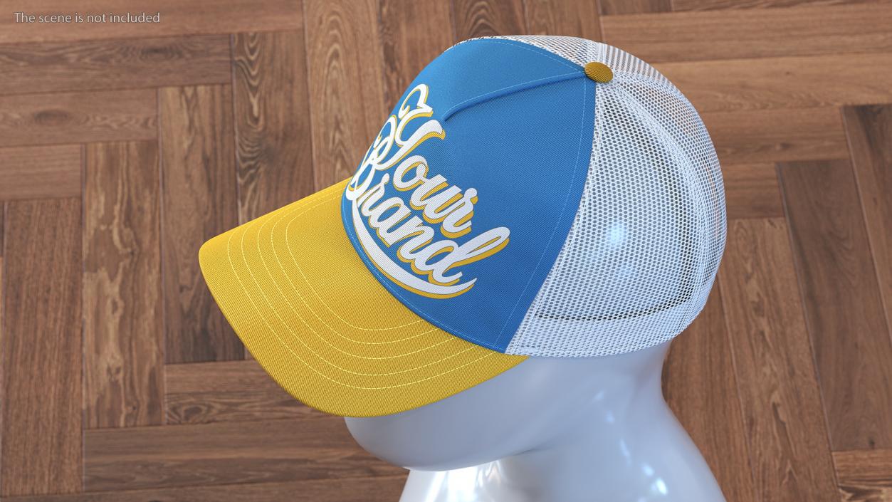 Trucker Cap Your Brand Yellow-Blue 3D model