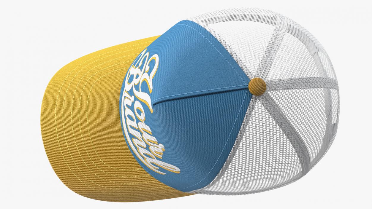 Trucker Cap Your Brand Yellow-Blue 3D model