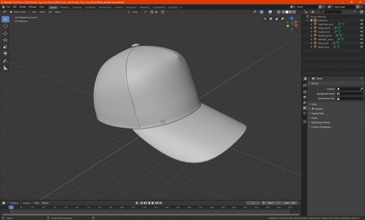 Trucker Cap Your Brand Yellow-Blue 3D model