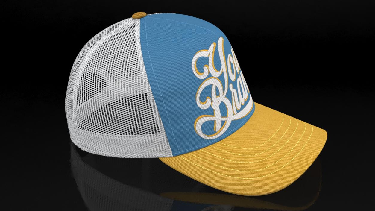 Trucker Cap Your Brand Yellow-Blue 3D model