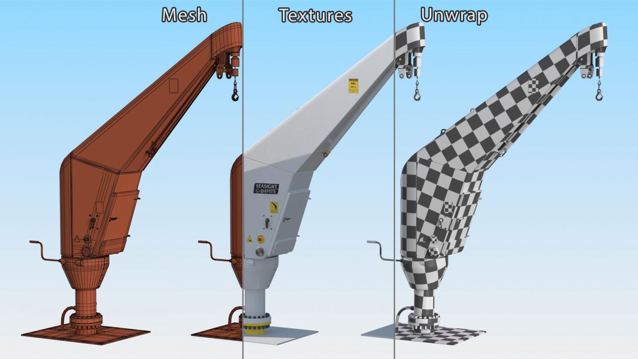 3D Seasight Davits Crane for Wind Farms Rigged model