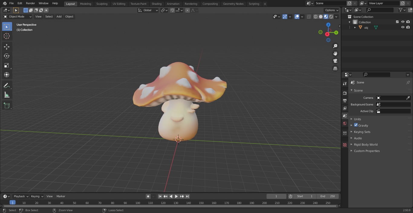 Amanita Cartoon Mushrooms Set 3D model