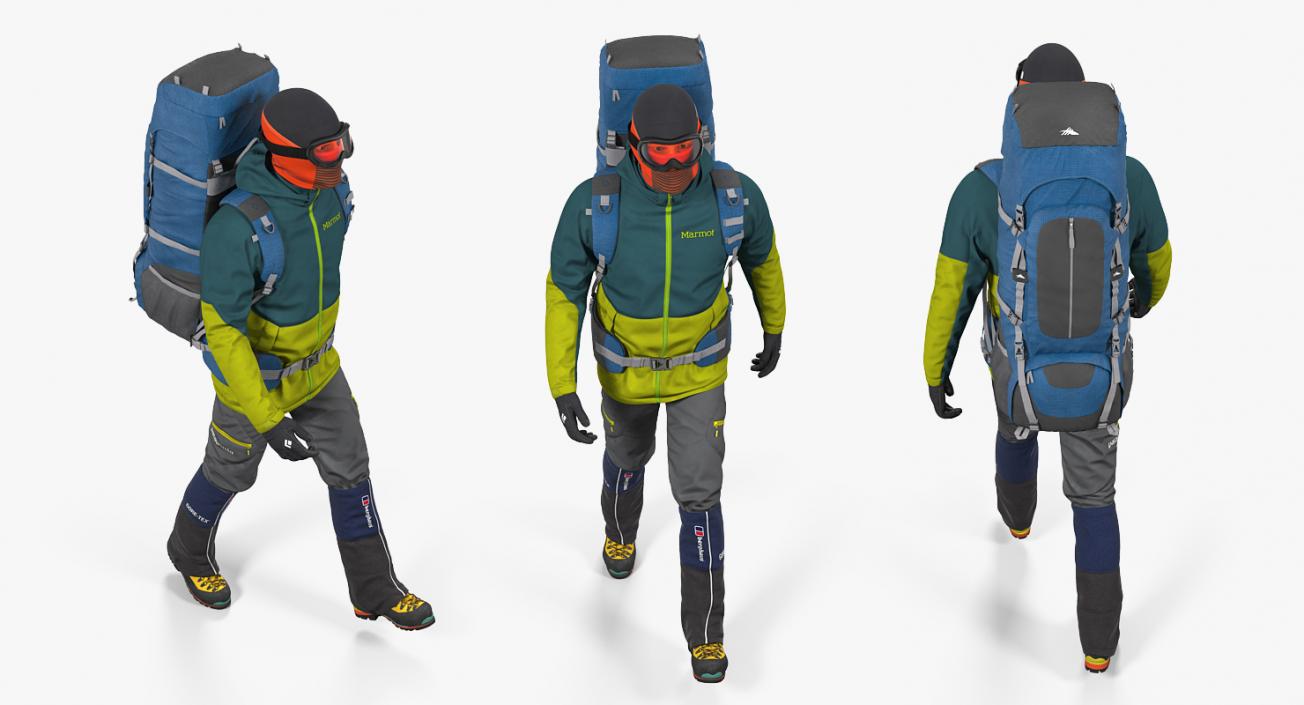 Man Traveler with Backpack Walking Pose 3D model