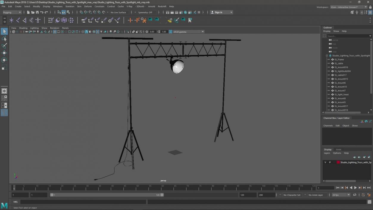 3D Studio Lighting Truss with Spotlight