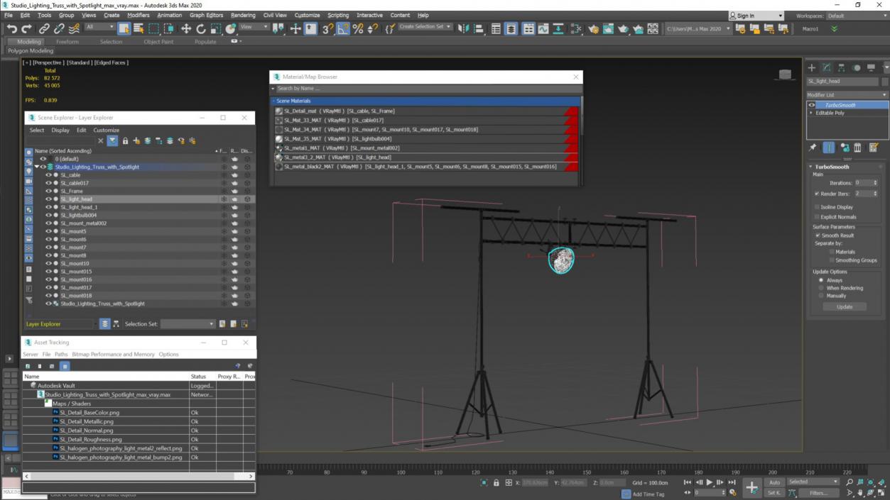 3D Studio Lighting Truss with Spotlight