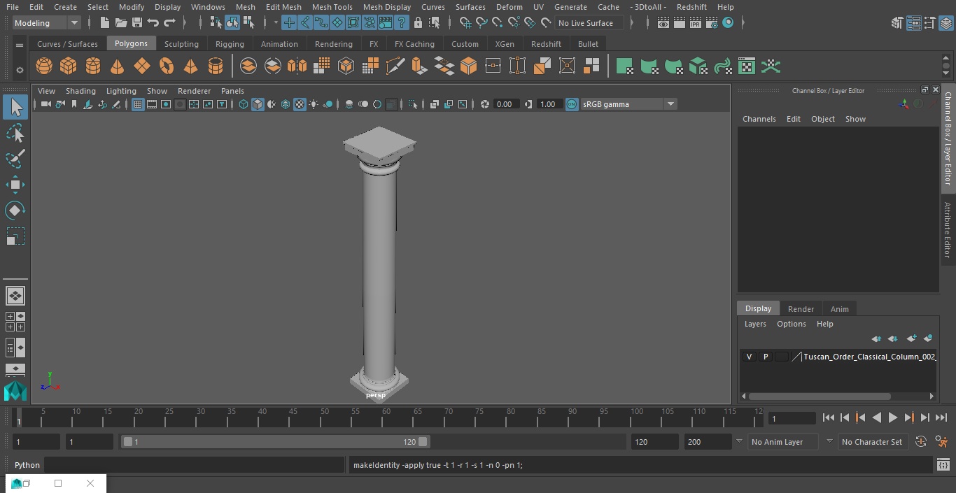 Tuscan Order Classical Column 3D model