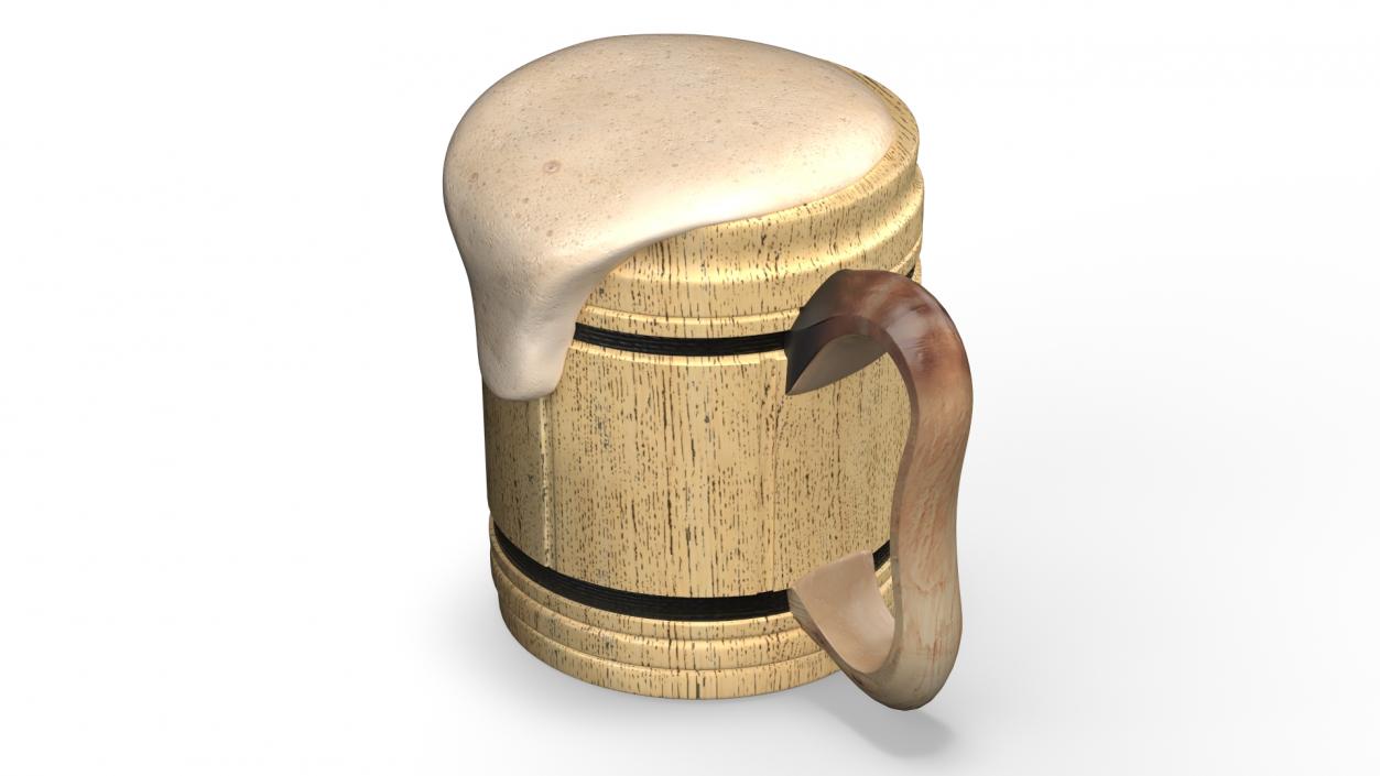 3D model Wooden Mug with Beer