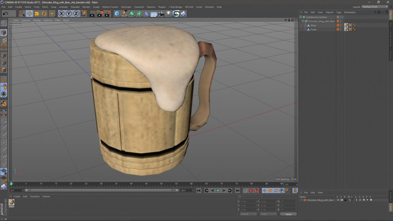 3D model Wooden Mug with Beer