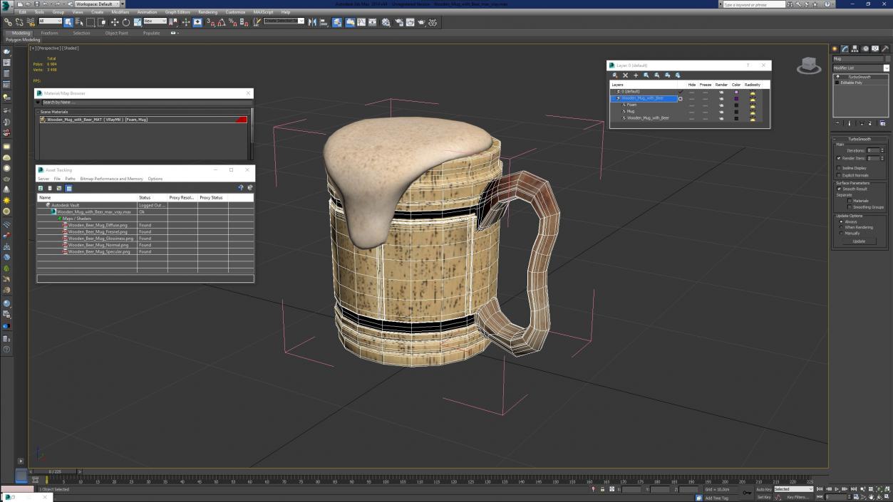 3D model Wooden Mug with Beer