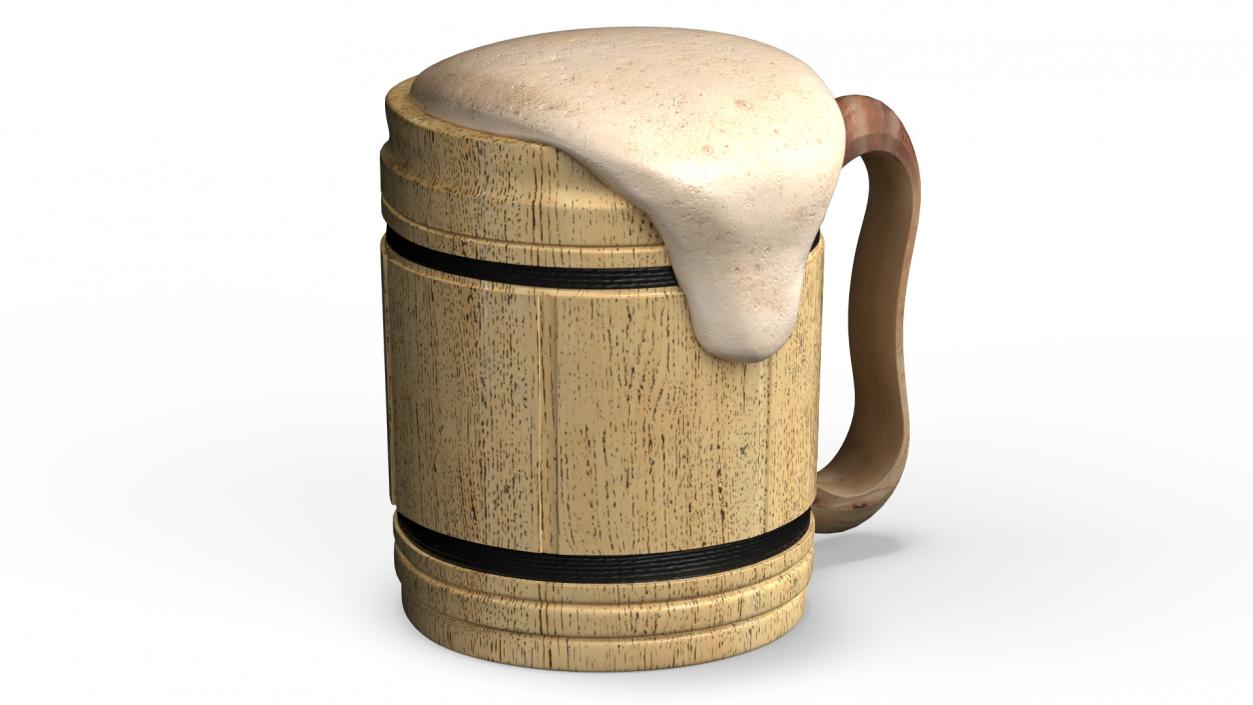 3D model Wooden Mug with Beer