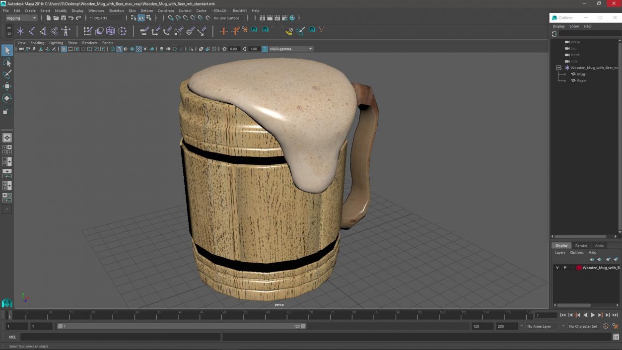 3D model Wooden Mug with Beer