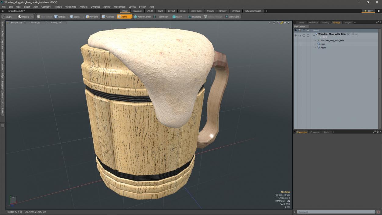 3D model Wooden Mug with Beer