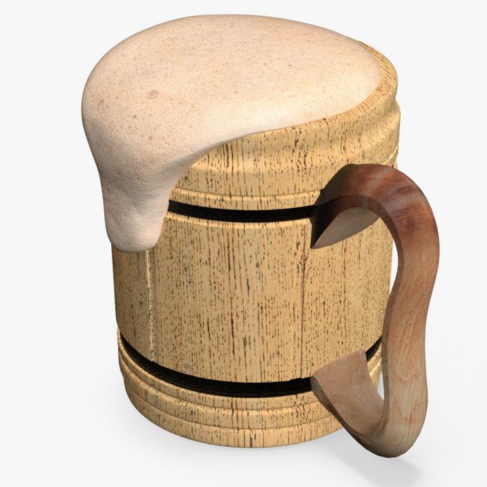 3D model Wooden Mug with Beer