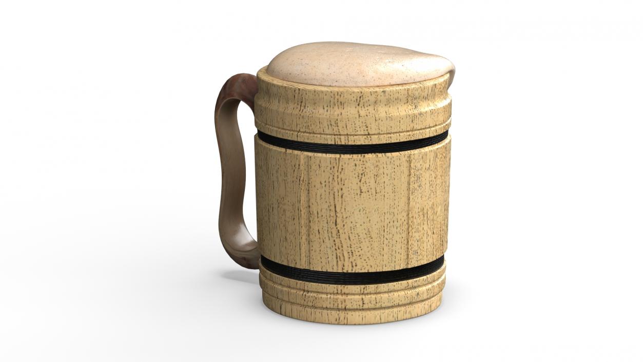 3D model Wooden Mug with Beer